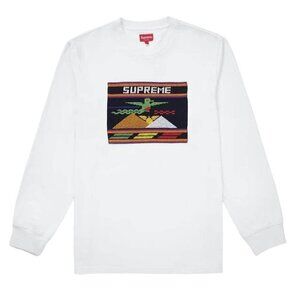 SUPREME Spellout T Shirt Size Medium Needlepoint Patch Embroidered White NEW